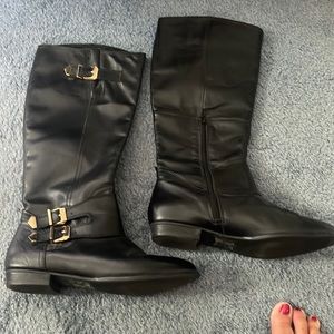 Black leather boots